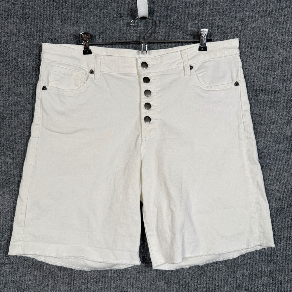 Kut From The Kloth W36 L9 Denim Shorts White‎ Button Fly Cotton Blend Stretch